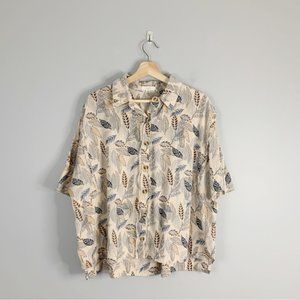 Easel Los Angles Womens Blouse Short Sleeve Boho Leaves